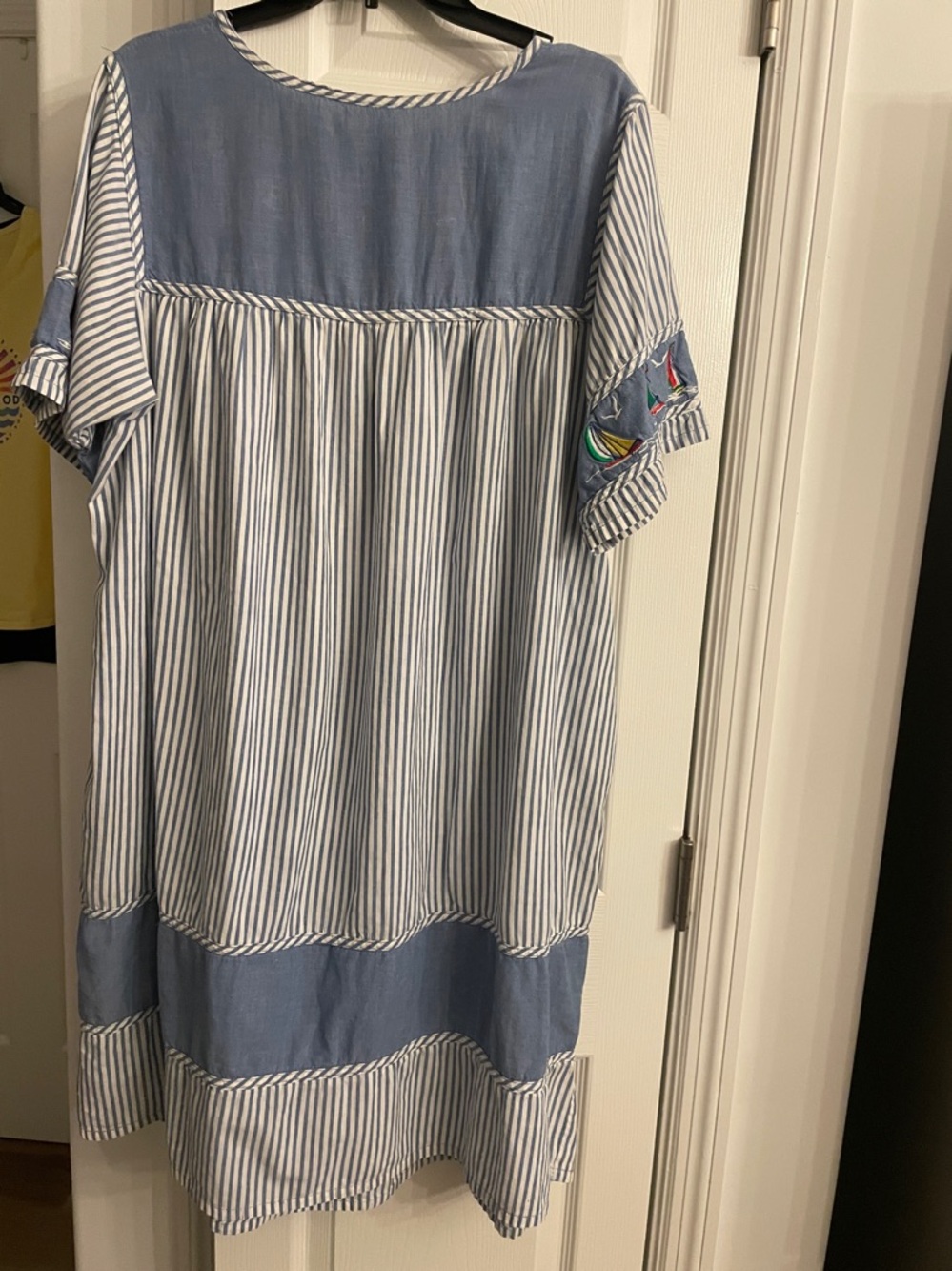 Striped Blue Sailboat nautical women’s Mu Mu Dress size xlg - Picture 6 of 7